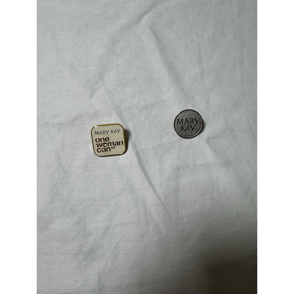 Mary Kay Lapel Pins Lot 2 Vintage One Woman Can Collectible Gold Silver Tone